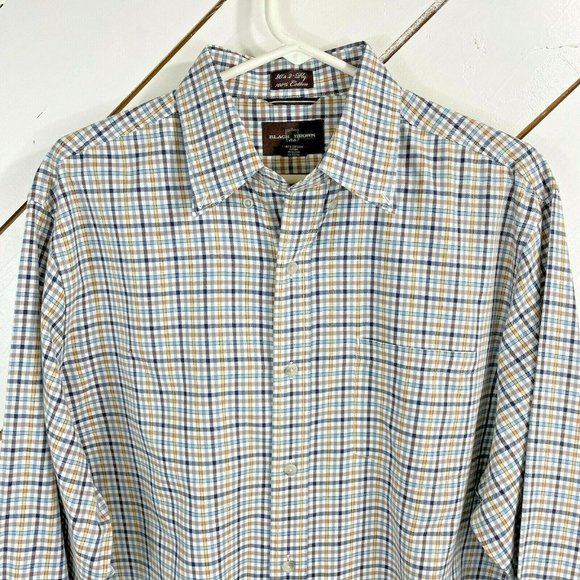 Black Brown Mens Multicolour Check Long Sleeve Col - Picture 4 of 7